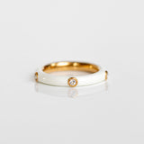 heroyne Joy Emotion Ring 18k Gold Vermeil White Topaz White Enamel