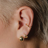 heroyne Oval Dome Earrings Dome Huggies Dome Earcuff 18k Gold Vermeil 1